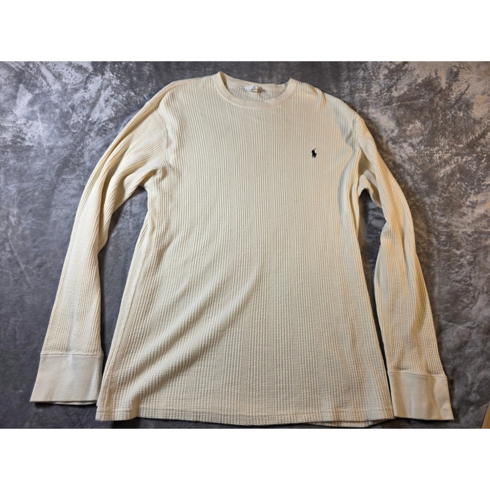 Polo Ralph Lauren Pajama Top Men L Ivory Thermal Waffle Knit Sleepwear Underwear